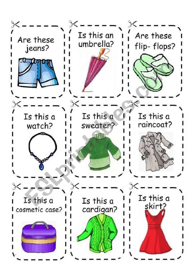 CLOTHES GAME 2 (cards) worksheet