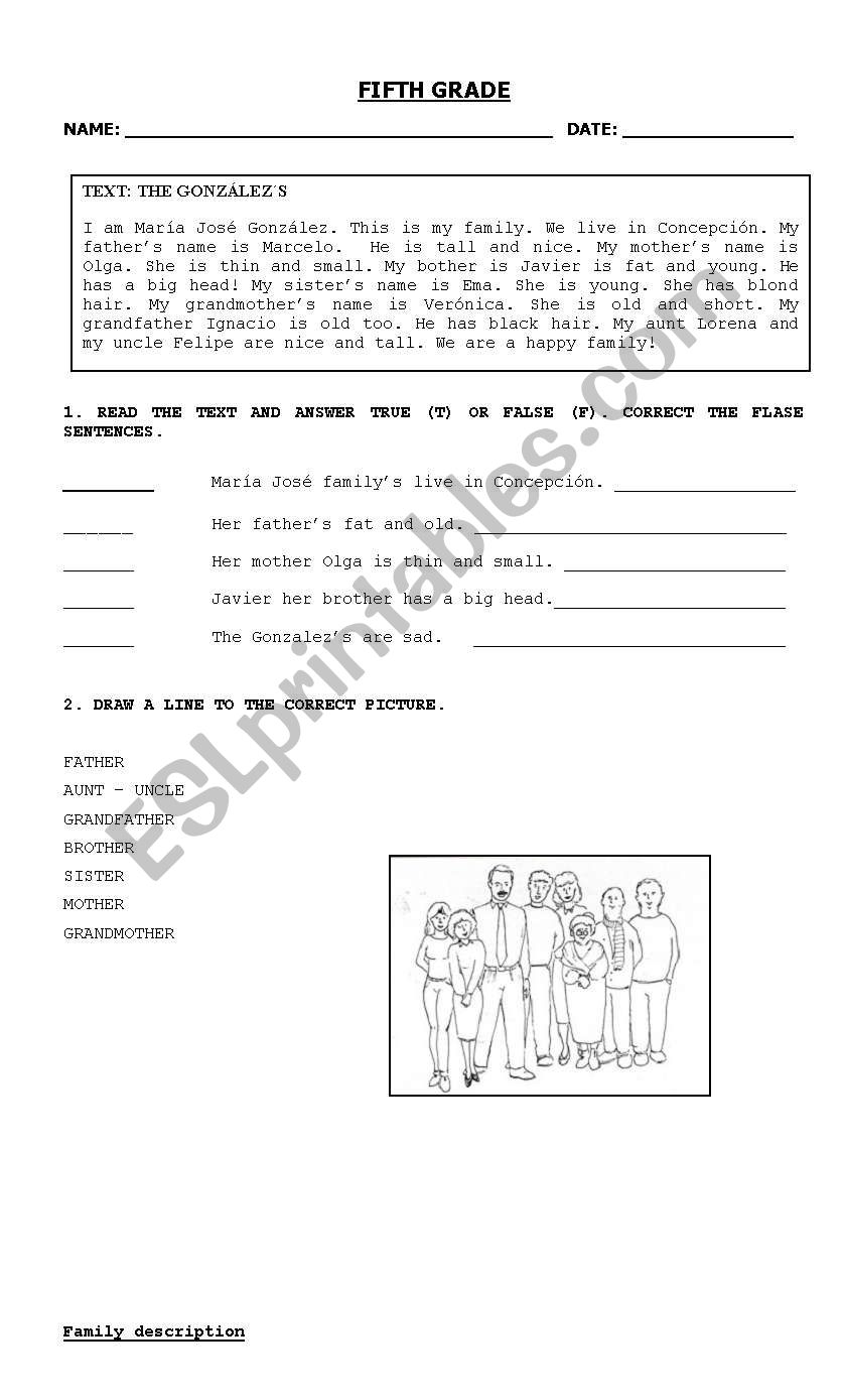 FIFTH GRADE TEST  worksheet