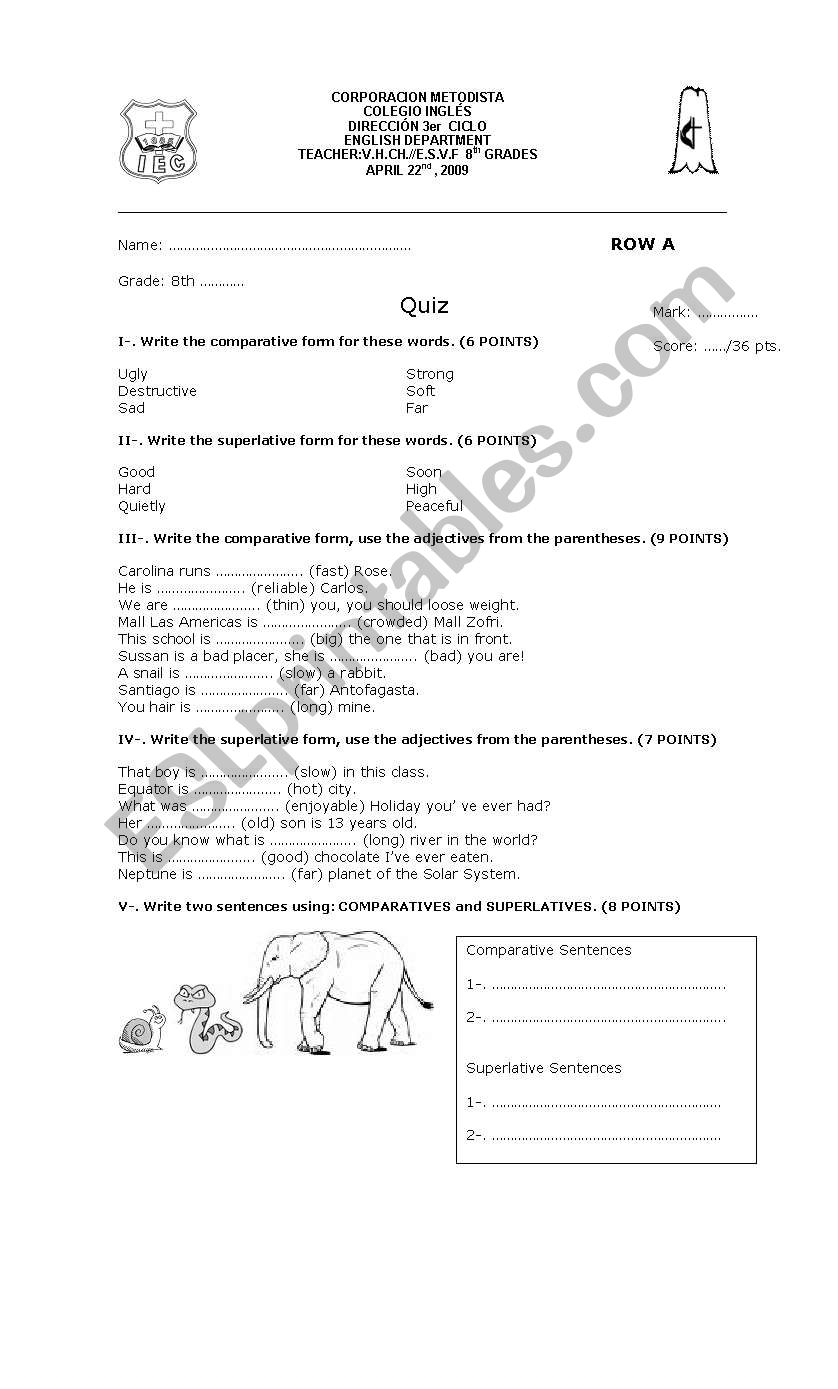 Comparatives worksheet