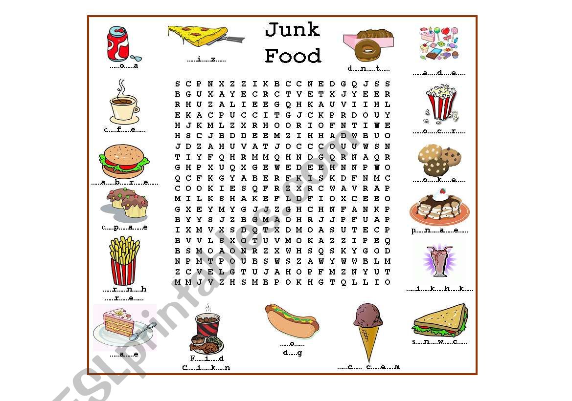 Junk Food worksheet