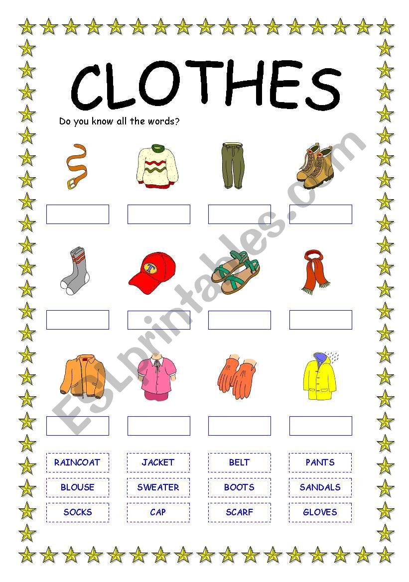 CLOTHES worksheet