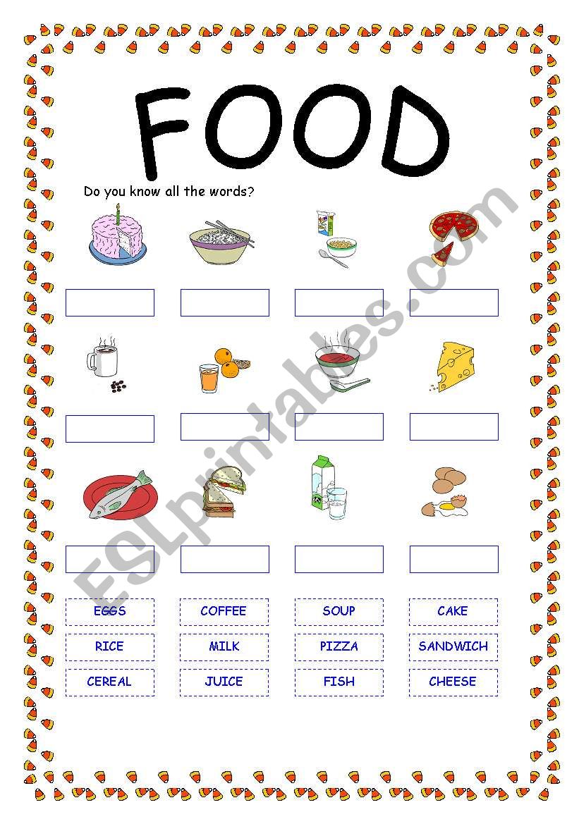 FOOD worksheet