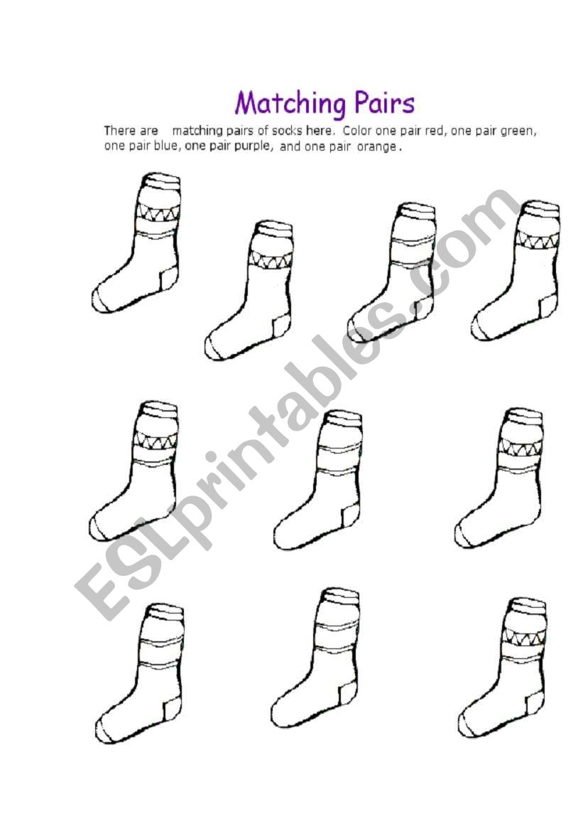 matching pairs worksheet