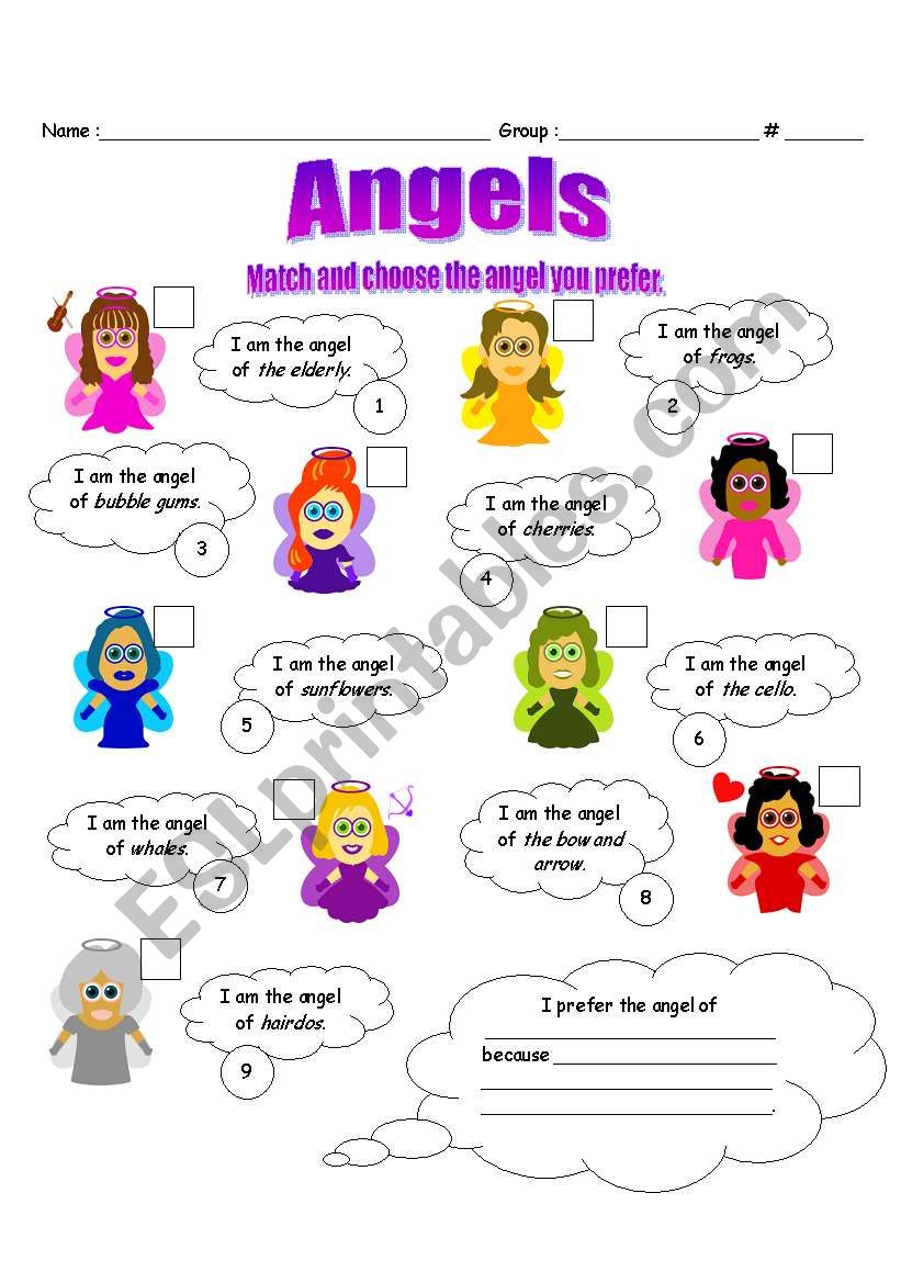 Angels worksheet