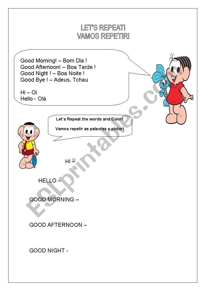  activity about greetings worksheet