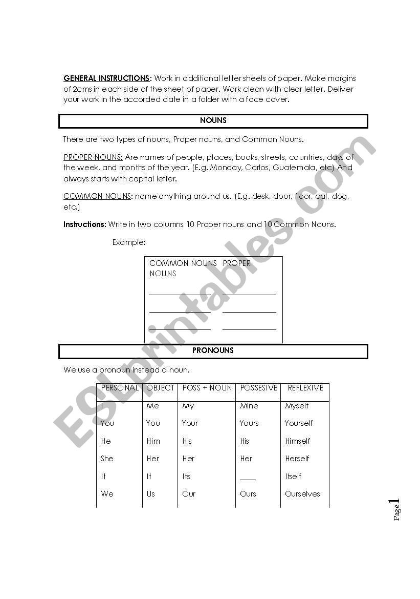 Grammar basic review worksheet