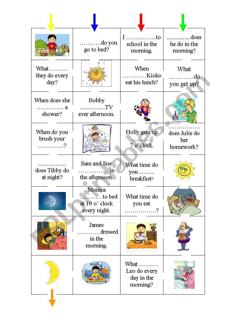 Maze - daily activities worksheet