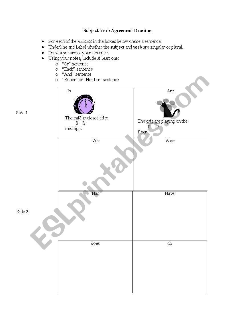 Subject Verb Agreement Drawing