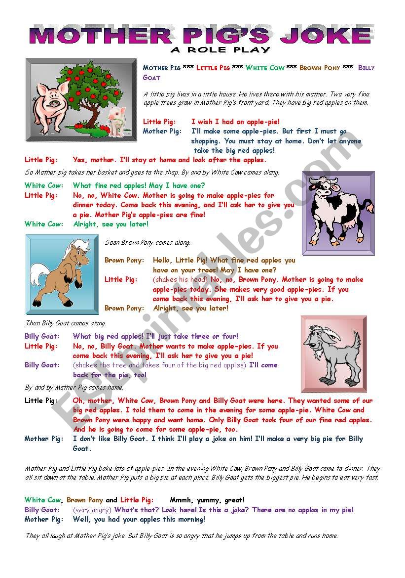 Mother PigÂ´s Joke worksheet