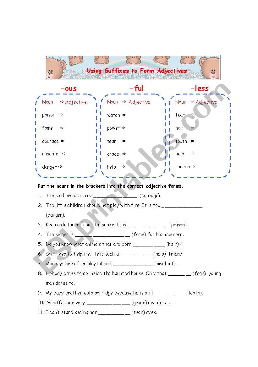 Using Suffixes to Make Adjectives