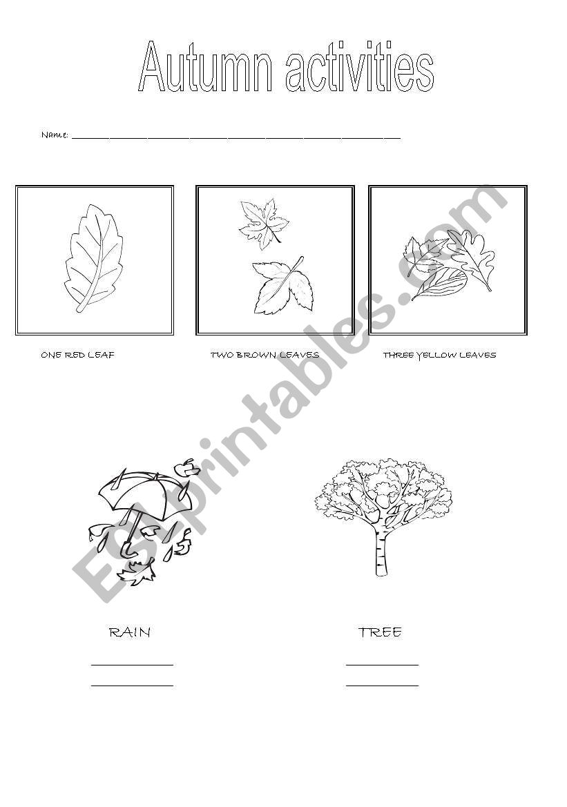 Autumn activities worksheet