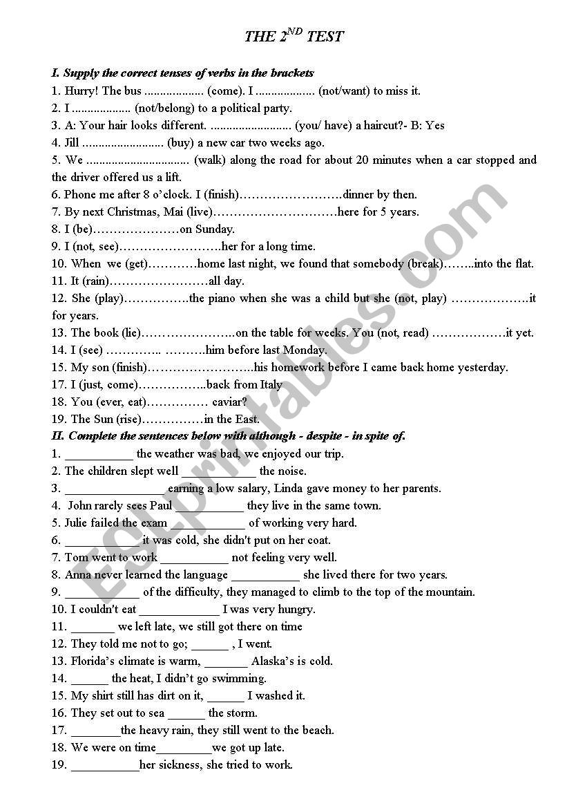 test worksheet