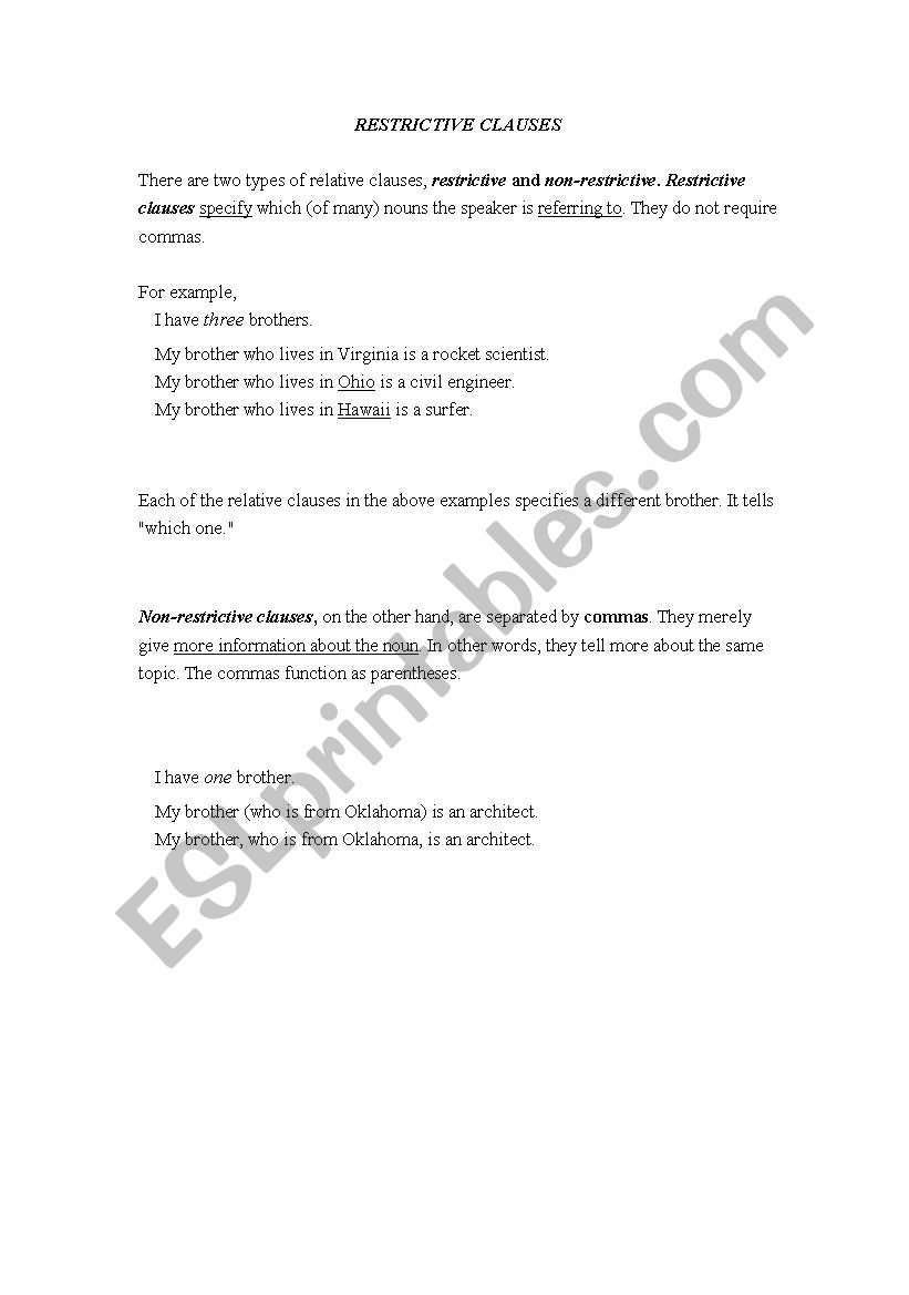 relative clauses worksheet