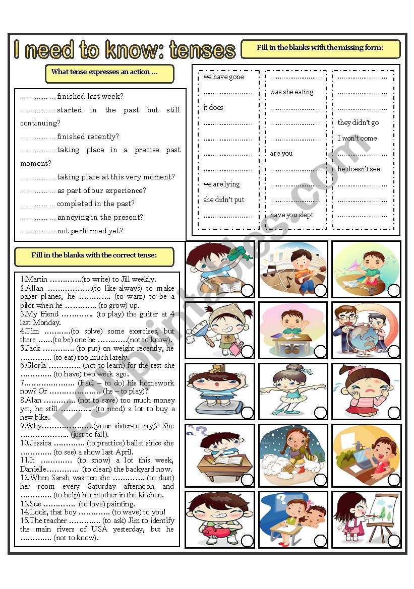 I NEED TO KNOW: TENSES worksheet