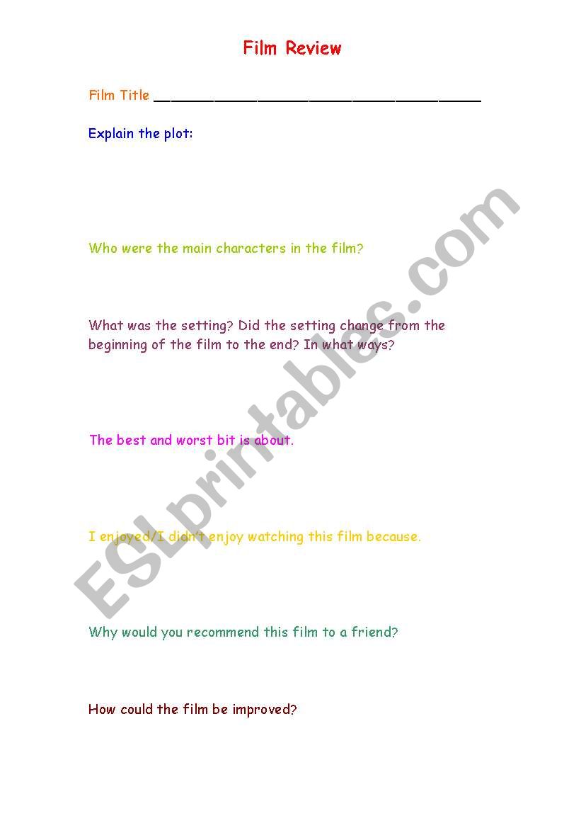 film review worksheet