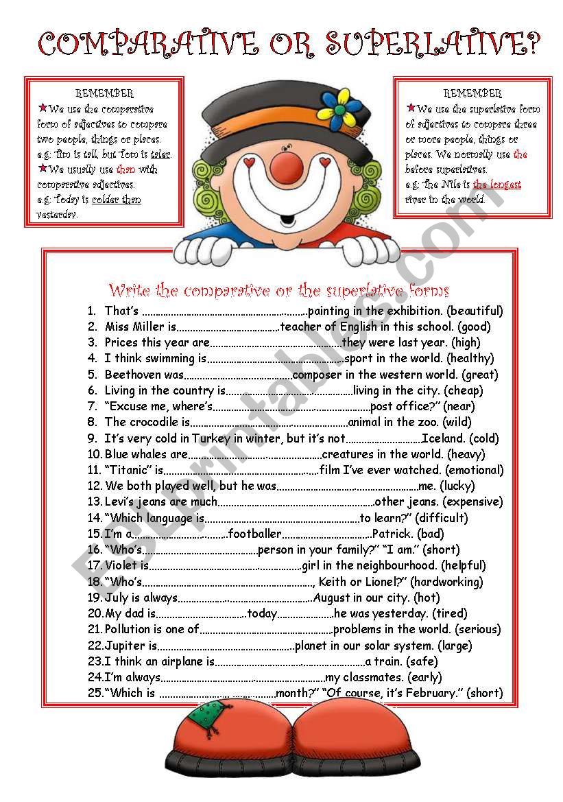 comparative-or-superlative-esl-worksheet-by-rose95