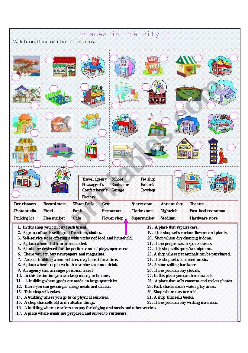 Places in the city 2 worksheet