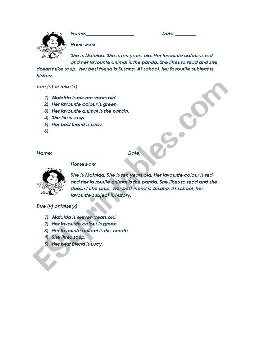 Mafalda worksheet