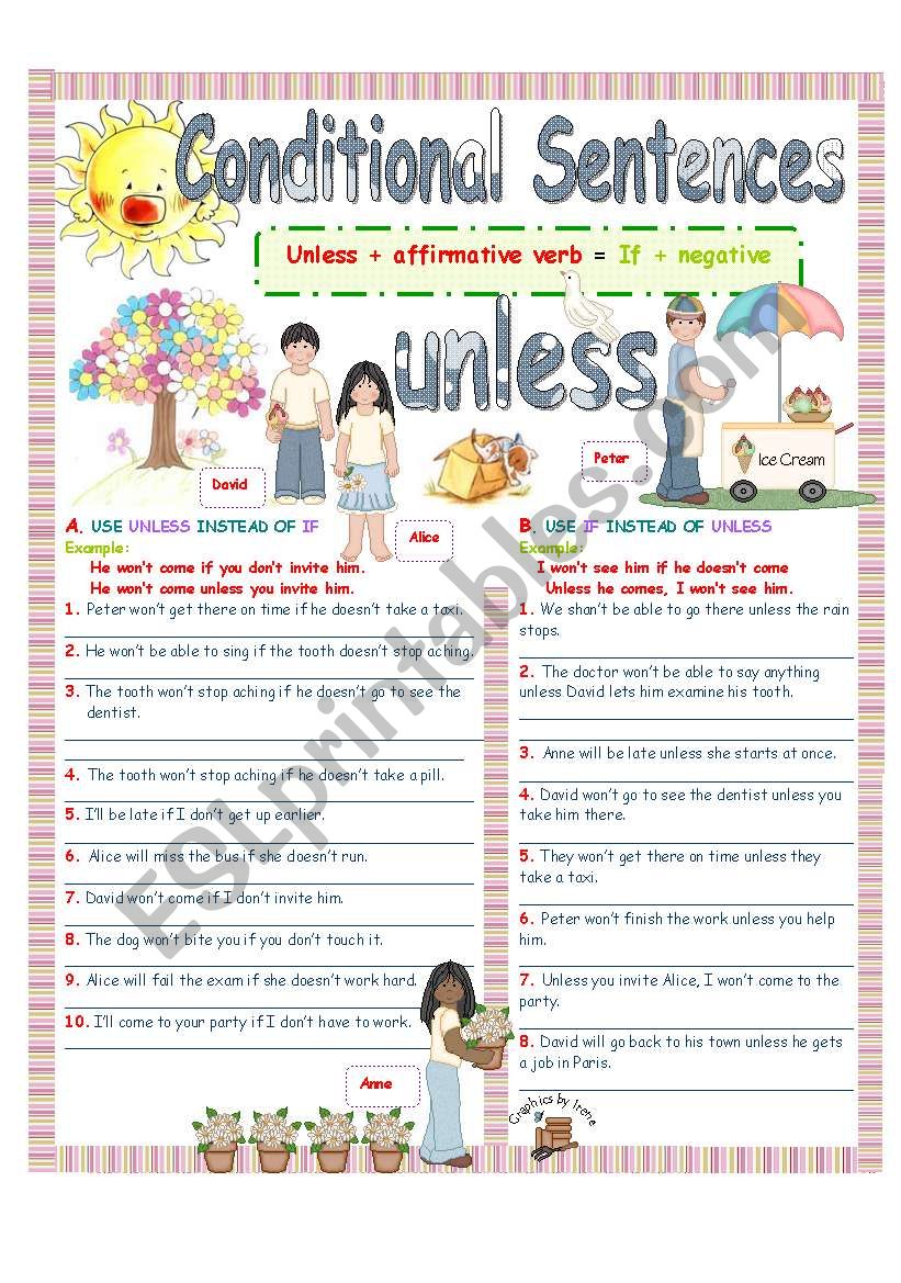 Unless sentences. Unless Worksheets. If unless Worksheets. Unless conditional Worksheets. Unless first conditional Worksheet.