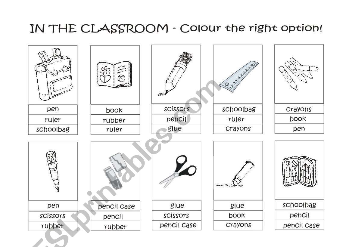 In the classroom worksheet