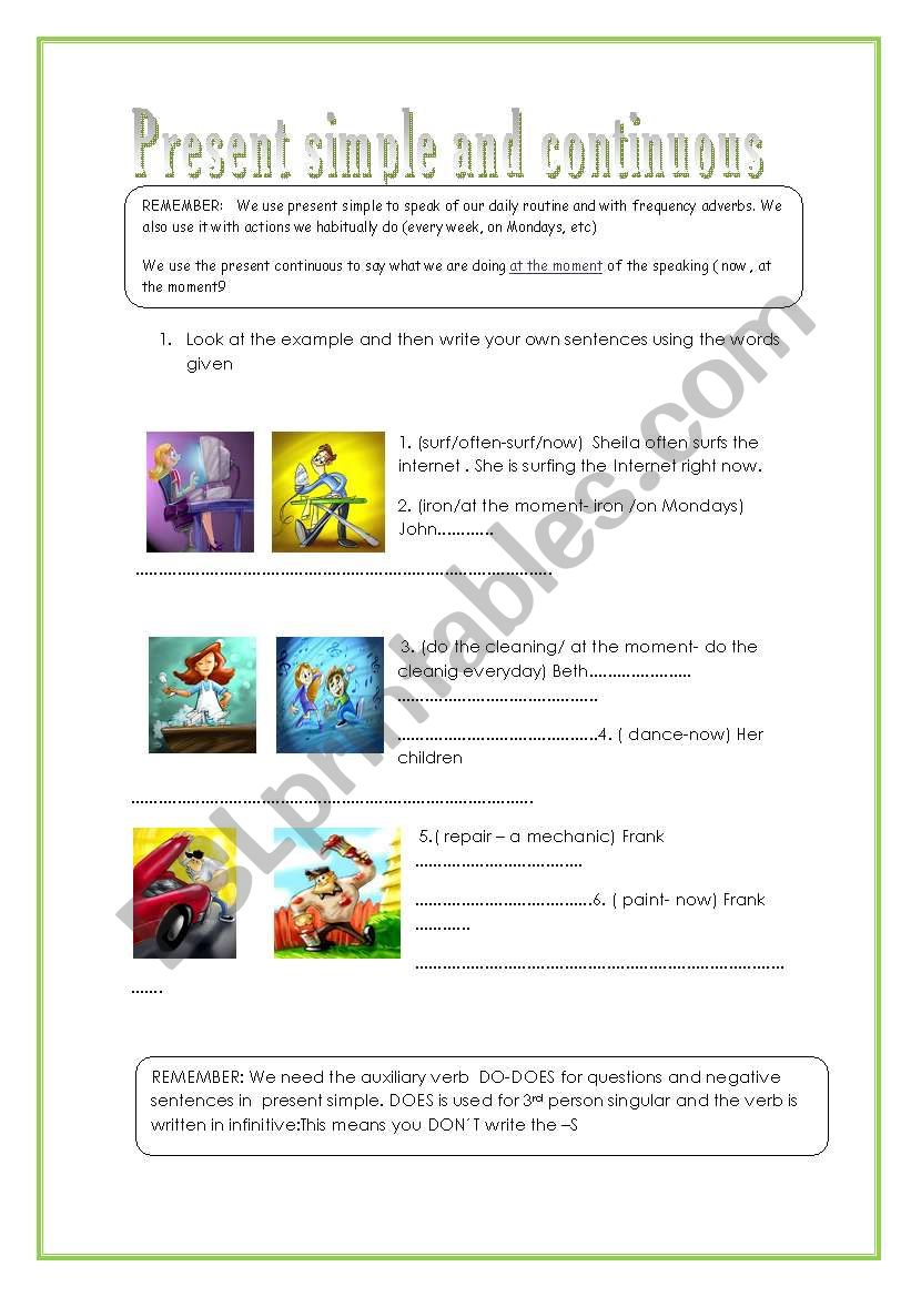 Present simple and continuous revision