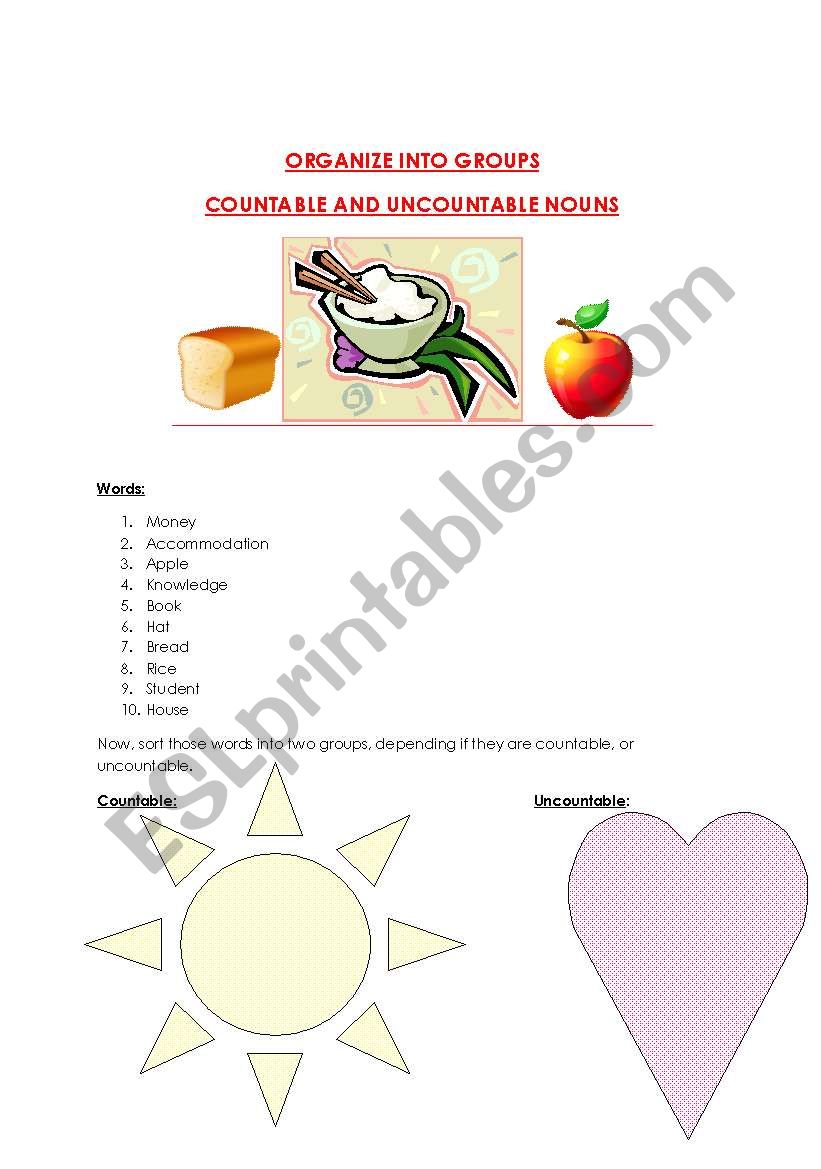 Organizing Countable and Uncountable Nouns