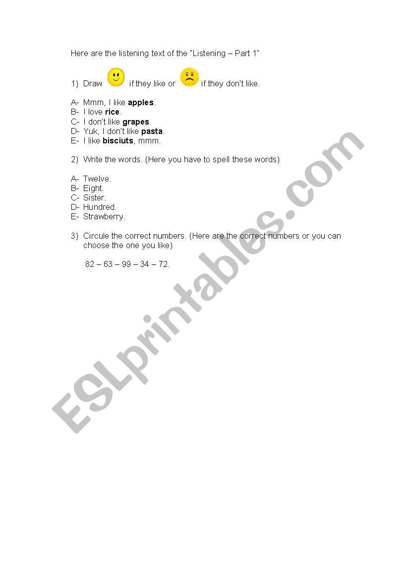 Listening - Part 2 worksheet