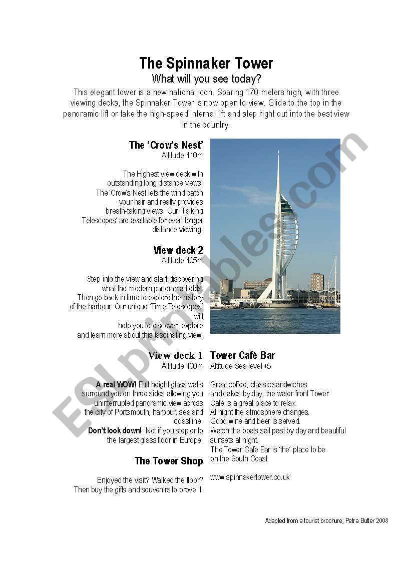 The Spinnaker Tower worksheet