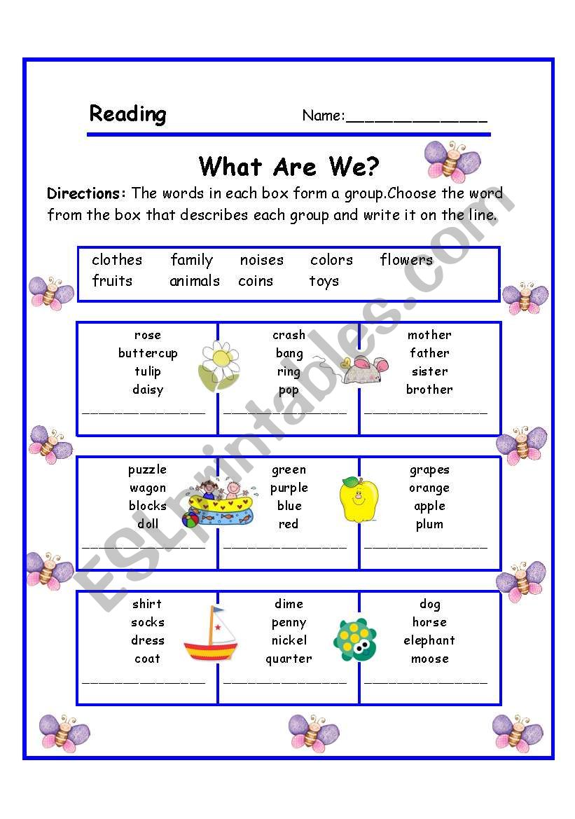 CLASSIFYING (2/2) worksheet