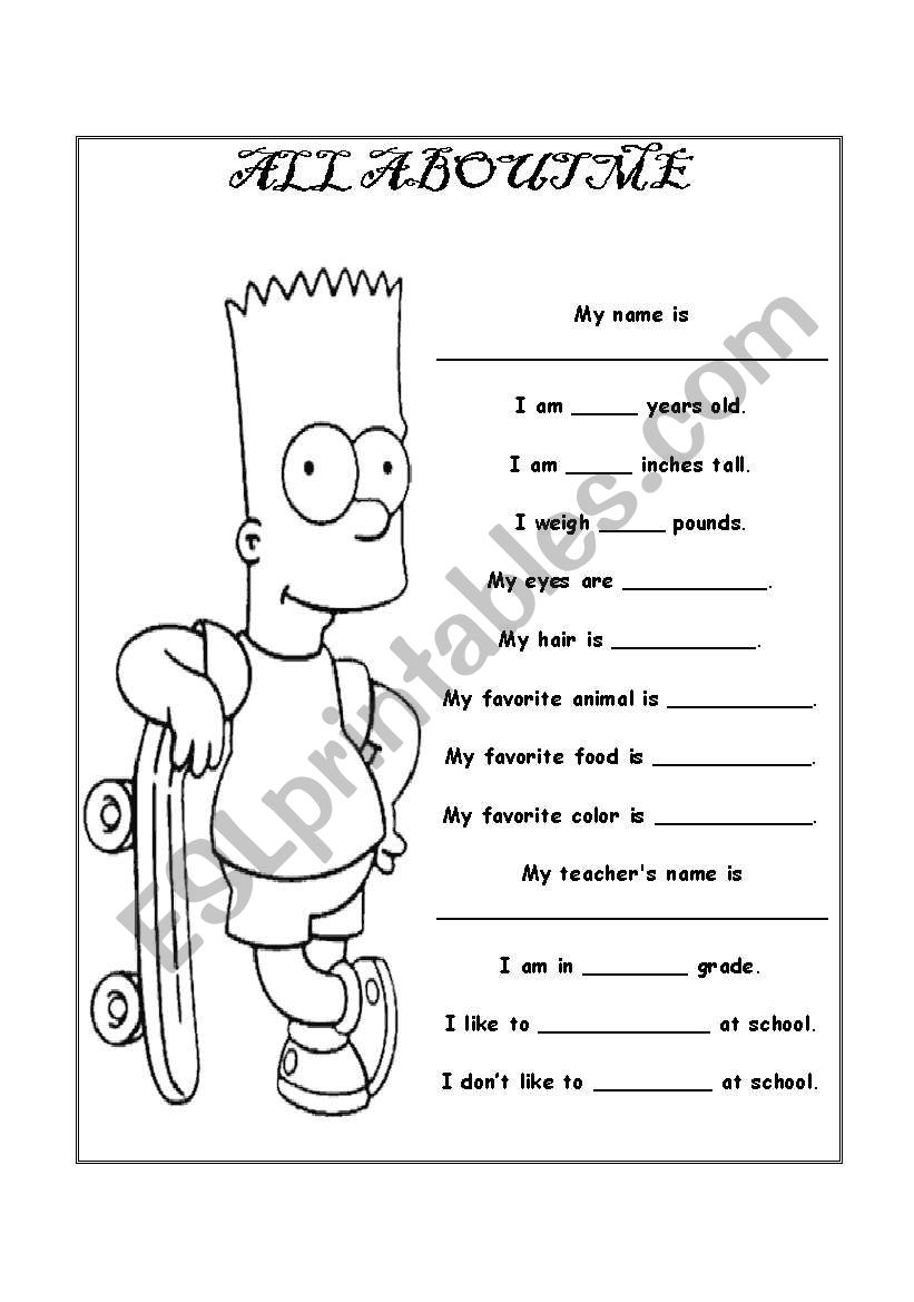 all about me worksheet