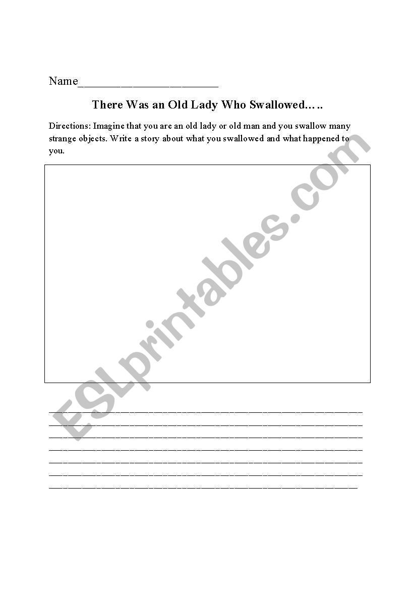 The Old Lady who Swallowed a Fly Writing assignment