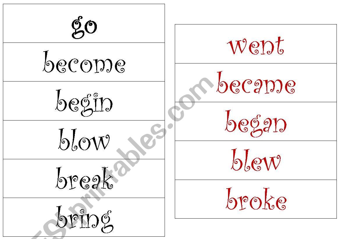 verbs card game worksheet