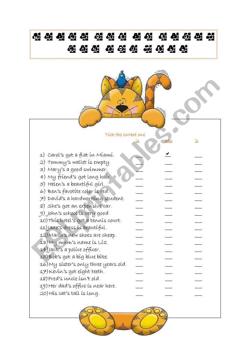 Which one? (is-has-possessive Â´s)