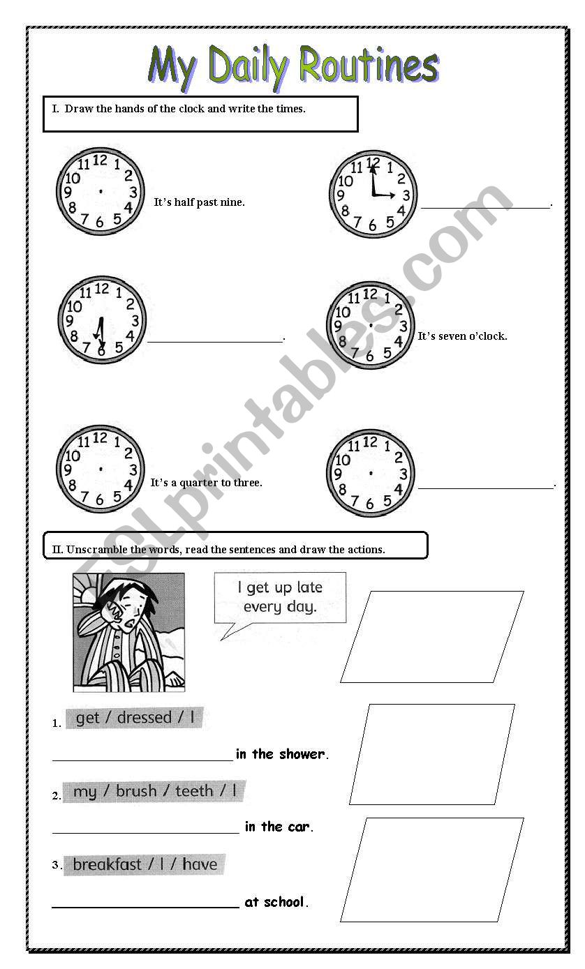 daily routines worksheet