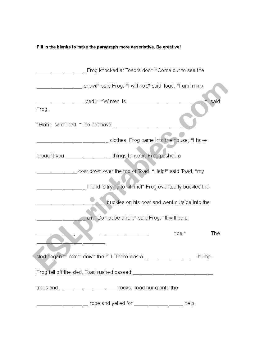 Adjectives worksheet