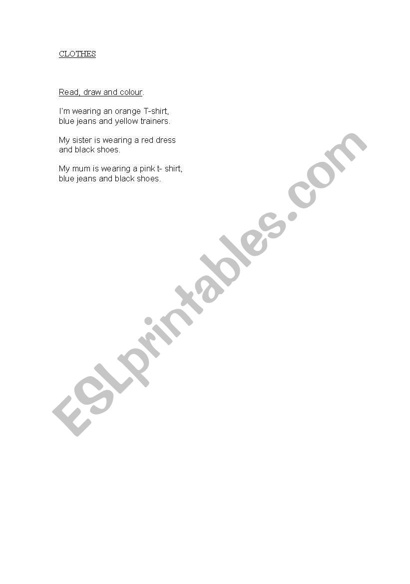clothes- excersises worksheet