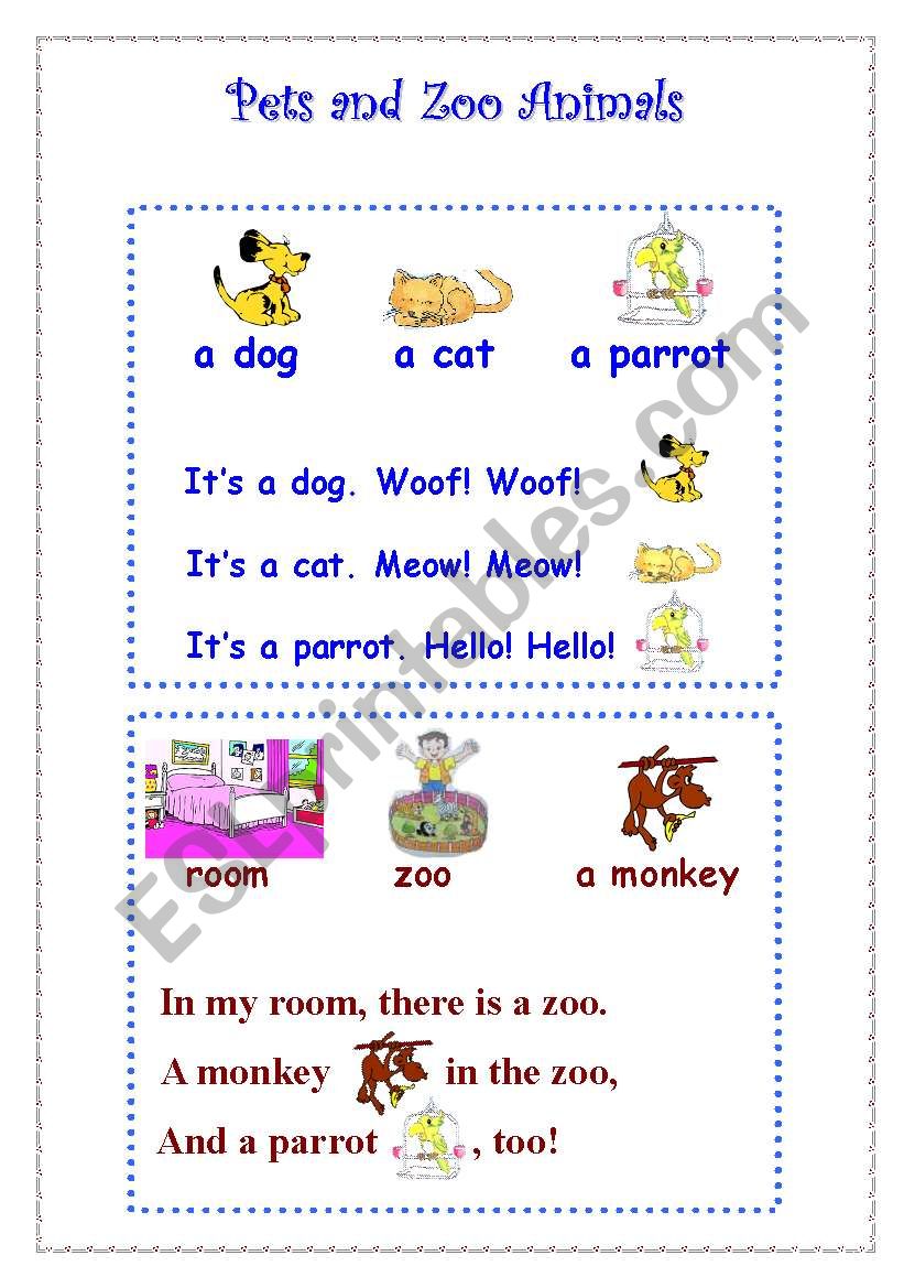 Pets and Zoo Animals worksheet