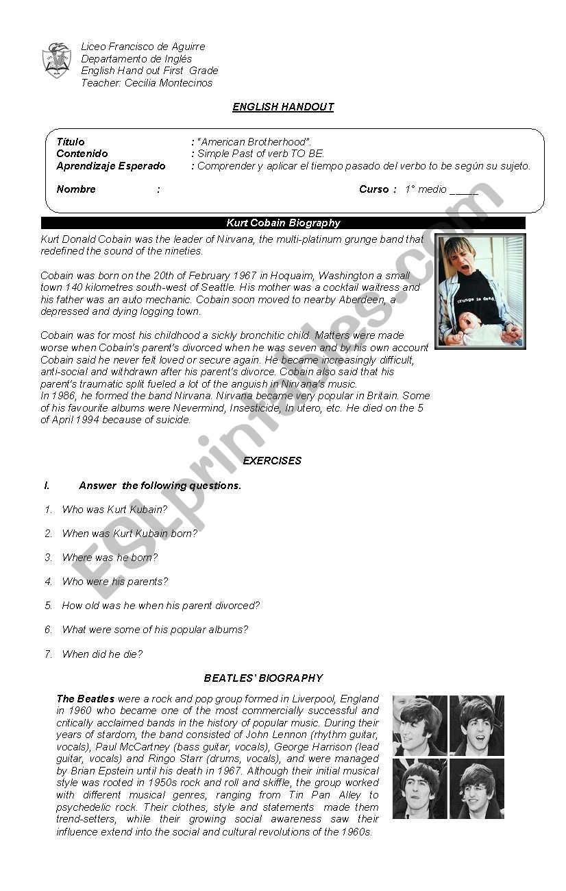 Biography worksheet