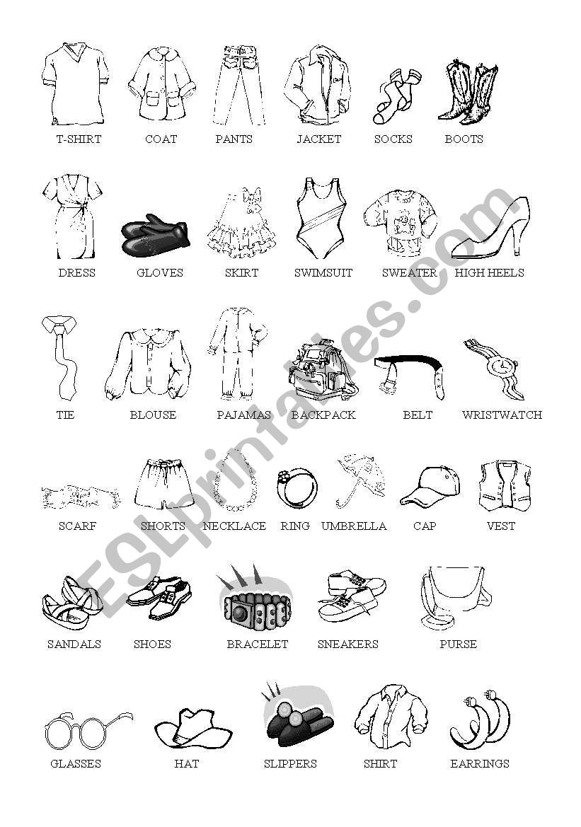 Clothes worksheet