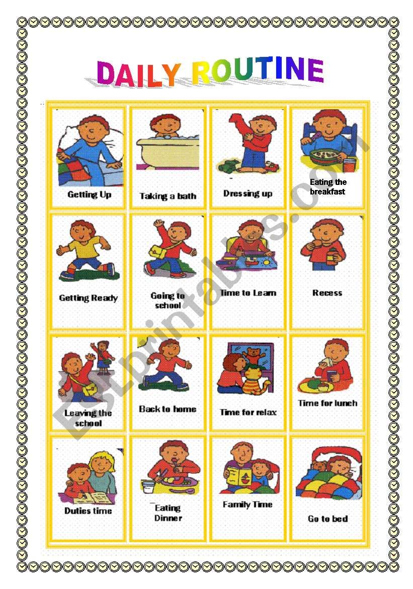 daily-routine-flashcards-esl-worksheet-by-ilona