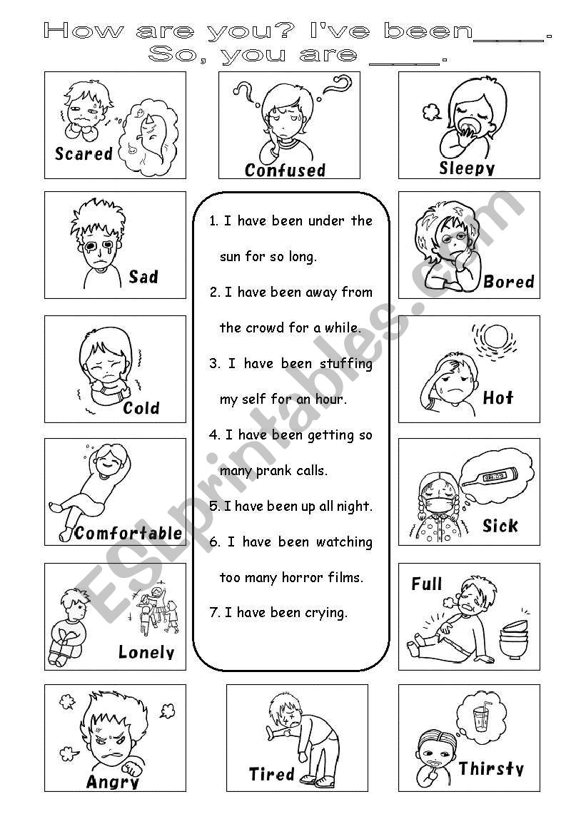 5pages worksheet set on feelings.