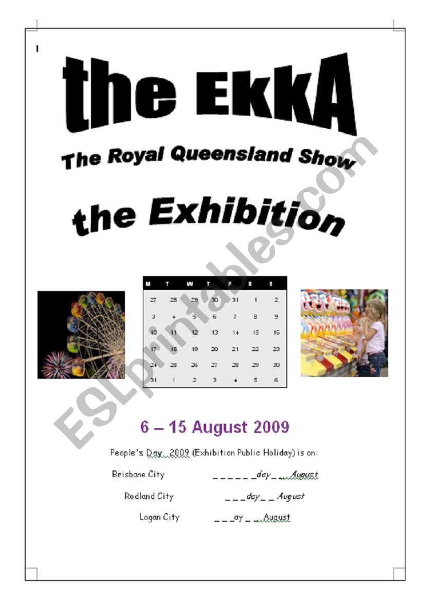 Brisbane Exhibition - EKKA worksheet