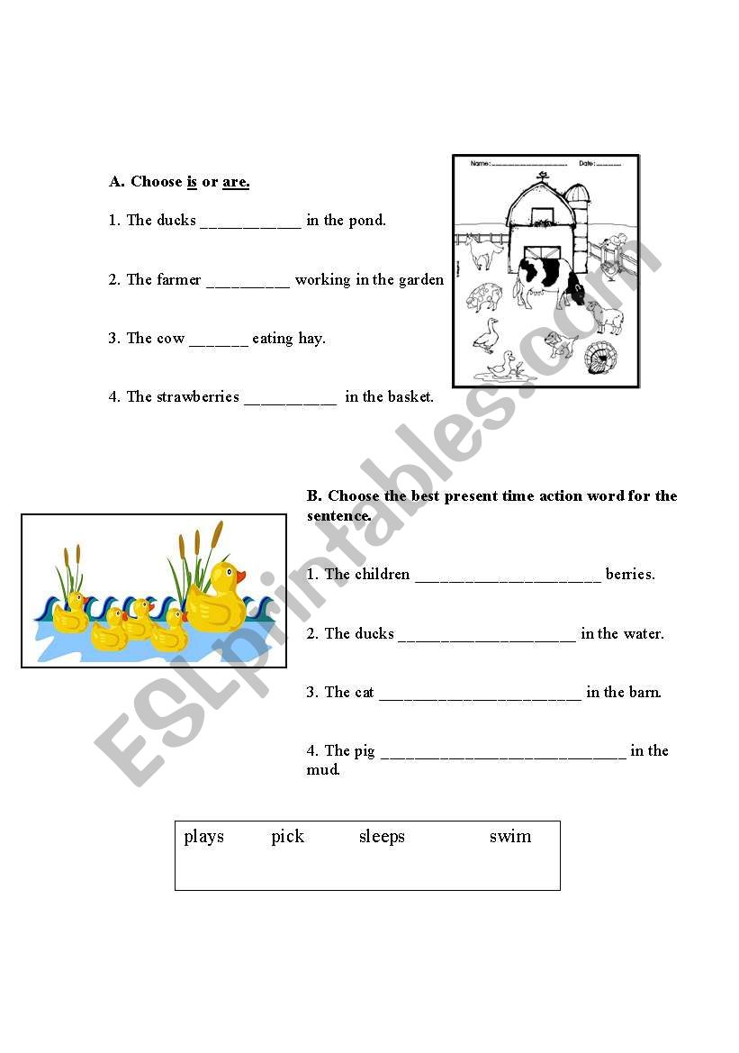 First Grade--Is/Are and action word review