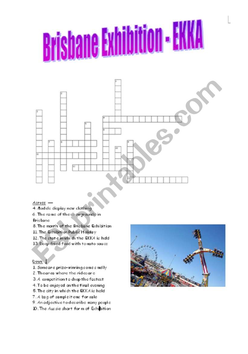 Brisbane EKKA Exhibition Crossword