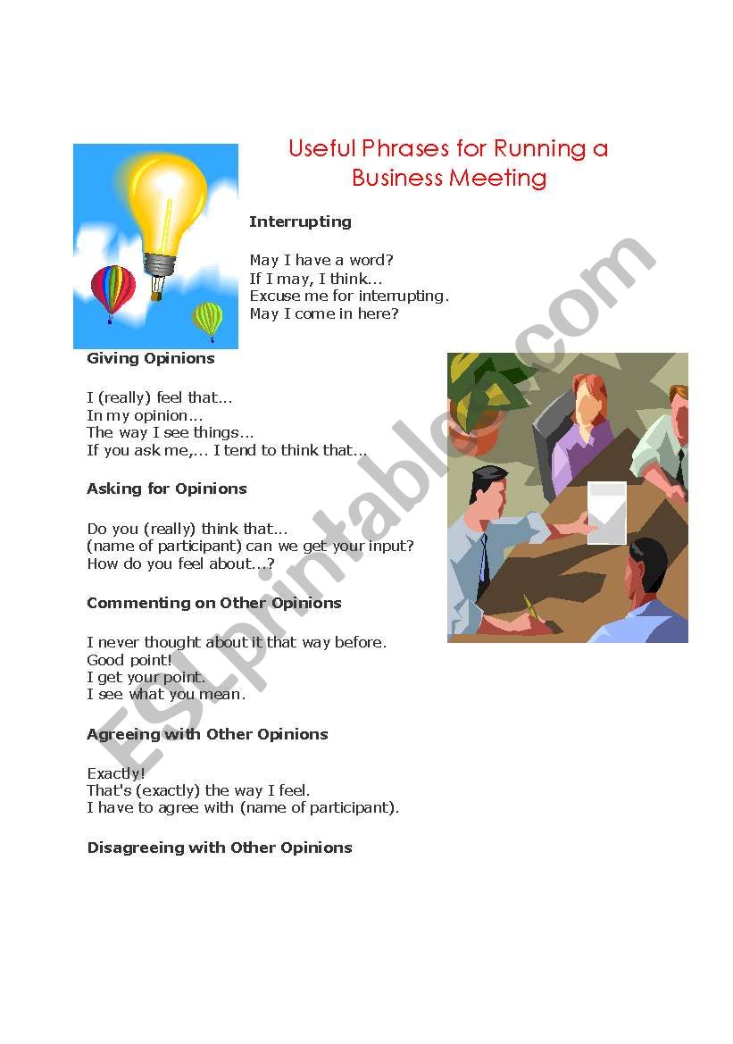 Business Phrases worksheet