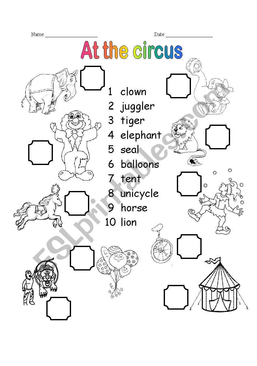 at the circus worksheet