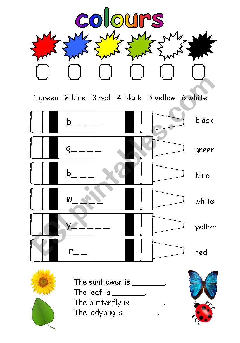 colours worksheet