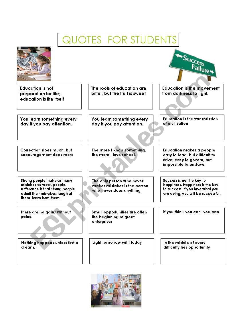 Quotes for students worksheet