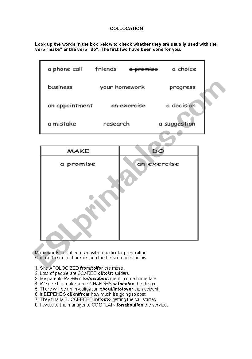 Collocation worksheet