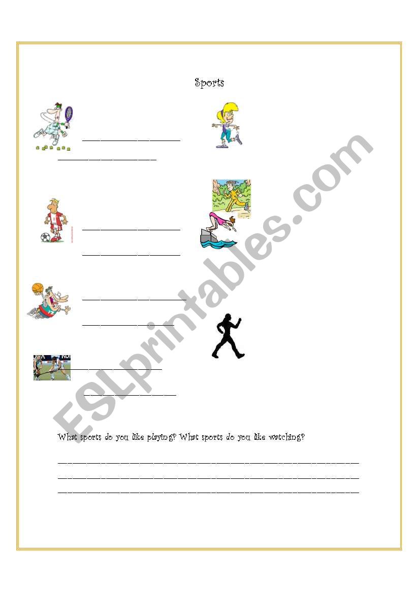 Sports worksheet